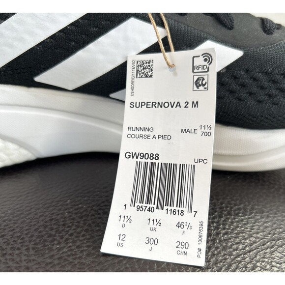 Adidas Men\'s SUPERNOVA 2 M GW9088 Black/White Running Size 12 NEW main image 9